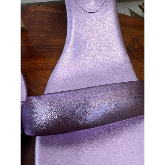 MARC FISHER LTD Womens Size 8M Metallic Purple Square Toe Ankle Strap Heels - Picture 6 of 11